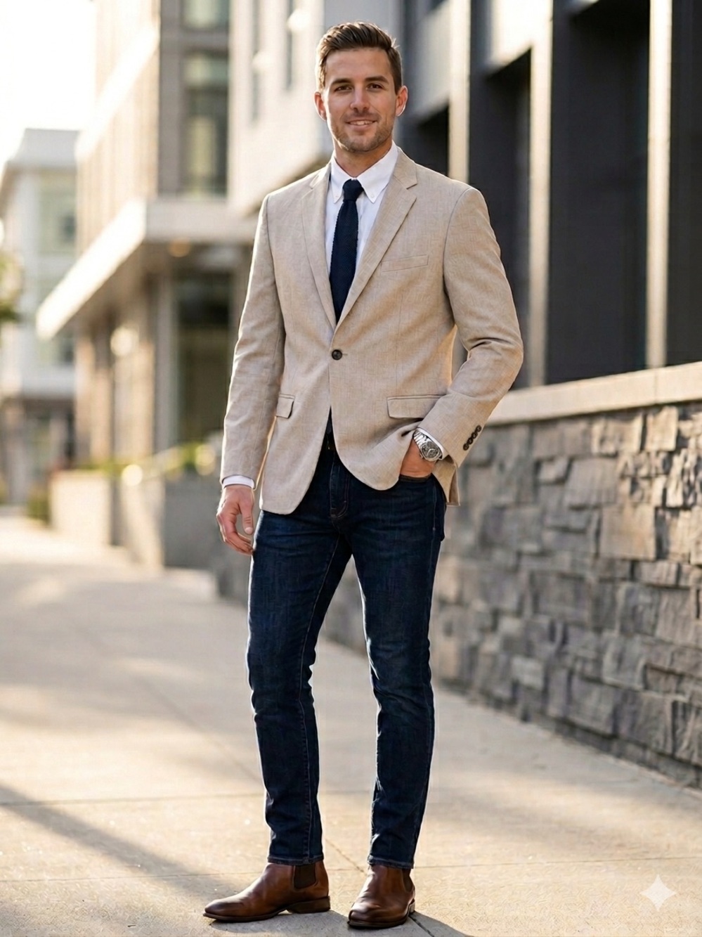 Men's Tan Blazer Sport Coat - Tailored Casual Smart